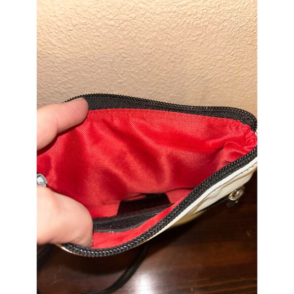 lli New York Travel Preppy Black White Tassel Leather Crossbody - Picture 4 of 6